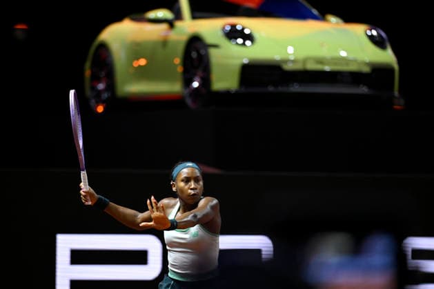 Coco Gauff USA in front of winning car Porsche 911 Carrera S Cabriolet Action Tennis Ladies Porsche Cup Porsche Tennis Grand Prix GP Stuttgart 2026 Porsche Arena 11 19 04 2026 DFL REGULATIONS PROHIBIT ANY USE OF PHOTOGRAPHS AS IMAGE SEQUENCES AND OR QUASI VIDEO Tennis Ladies Porsche Cup Porsche Tennis Grand Prix GP Stuttgart 2026