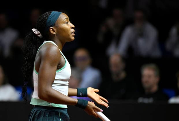 Coco Gauff USA disappointed Tennis Womens Porsche Cup Porsche Tennis Grand Prix GP Stuttgart 2026 Porsche Arena 11 19 04 2026 DFL REGULATIONS PROHIBIT ANY USE OF PHOTOGRAPHS AS IMAGE SEQUENCES AND OR QUASI VIDEO Tennis Womens Porsche Cup Porsche Tennis Grand Prix GP Stuttgart 2026