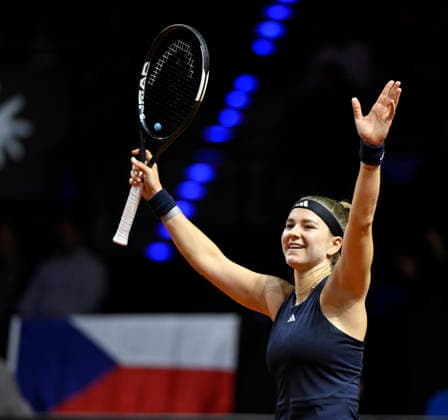 Karolina Muchova CZE Cheers Joy Emotion after winning the match Gesture Gesture Flag Czech Republic Tennis Womens Porsche Cup Porsche Tennis Grand Prix GP Stuttgart 2026 Porsche Arena 11 19 04 2026 DFL REGULATIONS PROHIBIT ANY USE OF PHOTOGRAPHS AS IMAGE SEQUENCES AND OR QUASI VIDEO Tennis Womens Porsche Cup Porsche Tennis Grand Prix GP Stuttgart 2026
