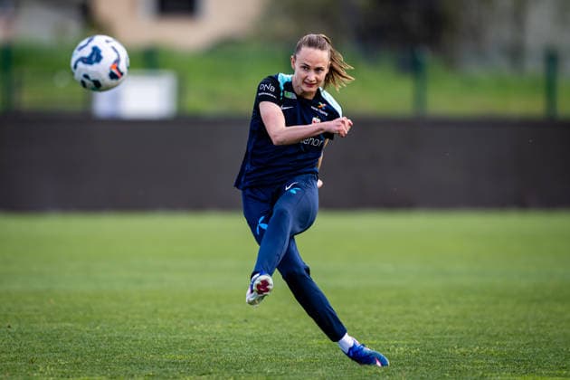 260417 Caroline Graham Hansen of the Norwegian women™s national football team during a training session on April 17, 2026 in Ptuj Photo Marius Simensen BILDBYRAN Cop 238 bbeng dam fifa women s world cup qualifier football fotball fotball norge norway practice soccer training trening träning  Copyright: MARIUSxSIMENSEN BB260417BB199