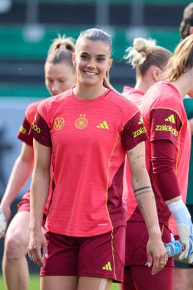 Ried im Innkreis, Austria 17 April 2026 Preparation for the womens World Cup qualifier Austria vs Germany Final training In the picture Selina Cerci Germany Copyright: HMBxMedia MadeleinexFantini