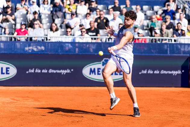 MUNICH, GERMANY - APRIL 17: Ben Shelton (USA) during the BMW Open by Bitpanda Singles match between Joao Fonseca (BRA) vs Ben Shelton (USA) at MTTC Iphitos on April 17, 2026 in Munich, Germany. Bavaria Germany Copyright: xSteffiexWunderlx