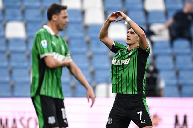 Cm Reggio Emilia 17 04 2026 - campionato di calcio serie A Sassuolo-Como foto Cristiano Mazzi Image nella foto: esultanza gol Cristian Volpato 