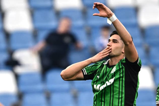 Cm Reggio Emilia 17 04 2026 - campionato di calcio serie A Sassuolo-Como foto Cristiano Mazzi Image nella foto: esultanza gol Cristian Volpato 