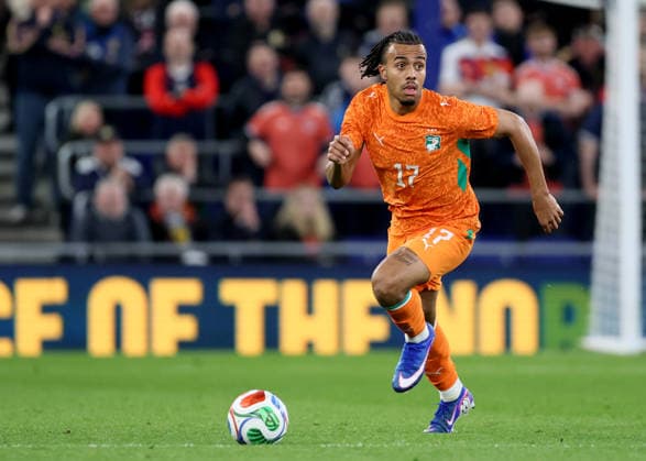Scotland v Ivory Coast - International Friendly, Länderspiel, Nationalmannschaft Guela Doue of Ivory Coast on the ball during the international friendly match between Scotland and Ivory Coast at Hill Dickinson Stadium on March 31, 2026 in Liverpool, England. WARNING! This Photograph May Only Be Used For Newspaper And Or Magazine Editorial Purposes. May Not Be Used For Publications Involving 1 player, 1 Club Or 1 Competition Without Written Authorisation From Football DataCo Ltd. For Any Queries, Please Contact Football DataCo Ltd on +44 (0) 207 864 9121 Liverpool Hill Dickinson Stadium Liverpool England Copyright: xAllstarxPicturexLibraryxLtdx