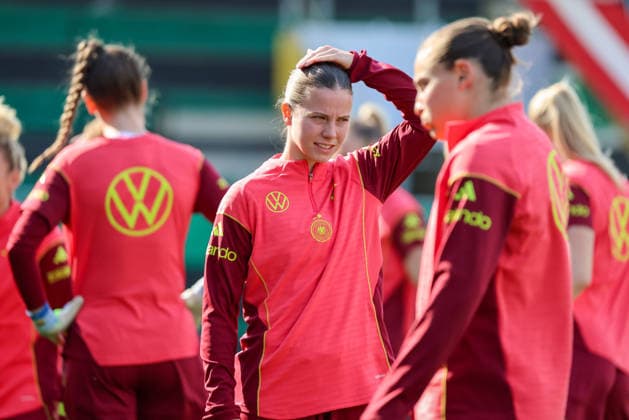 Ried im Innkreis, Austria 17 April 2026 Preparation for the womens World Cup qualifier Austria vs Germany Final training In the picture Sarah Mattner Trembleau Germany Copyright: HMBxMedia MadeleinexFantini