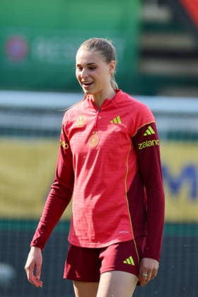 Ried im Innkreis, Austria 17 April 2026 Preparation for the Womens World Cup qualifier Austria vs Germany Final training In the picture Jule Brand Germany Copyright: HMBxMedia MadeleinexFantini
