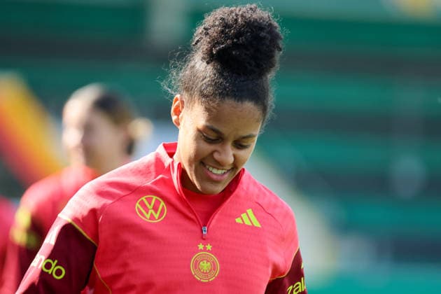 Ried im Innkreis, Austria 17 April 2026 Preparation for the Womens World Cup qualifier Austria vs Germany Final training In the picture Shekiera Martinez Germany Copyright: HMBxMedia MadeleinexFantini