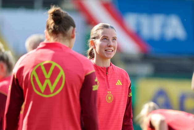 Ried im Innkreis, Austria 17 April 2026 Preparation for the womens World Cup qualifier Austria vs Germany Final training In the picture Sarah Mattner Trembleau Germany Copyright: HMBxMedia MadeleinexFantini