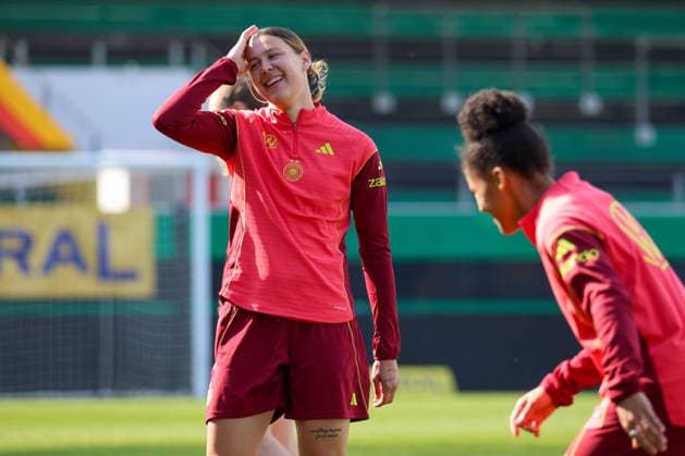 Ried im Innkreis, Austria 17 April 2026 Preparation for the Womens World Cup qualifier Austria vs Germany Final training In the picture Larissa Mühlhaus Muehlhaus Germany Copyright: HMBxMedia MadeleinexFantini