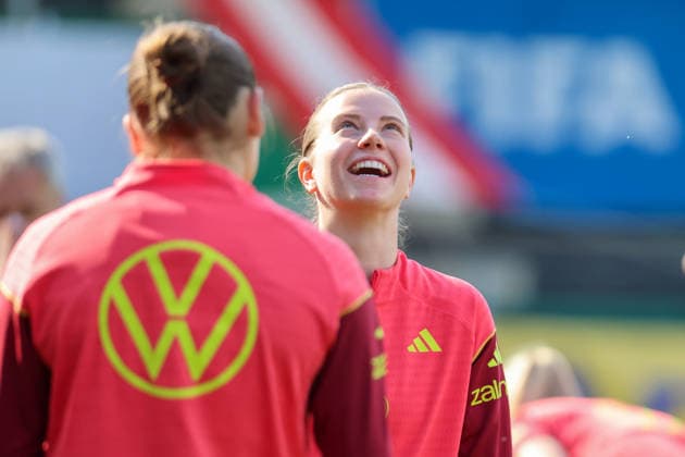 Ried im Innkreis, Austria 17 April 2026 Preparation for the womens World Cup qualifier Austria vs Germany Final training In the picture Sarah Mattner Trembleau Germany Copyright: HMBxMedia MadeleinexFantini