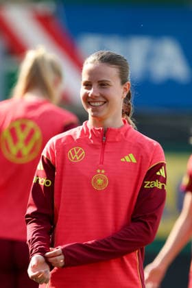 Ried im Innkreis, Austria 17 April 2026 Preparation for the womens World Cup qualifier Austria vs Germany Final training In the picture Sarah Mattner Trembleau Germany Copyright: HMBxMedia MadeleinexFantini