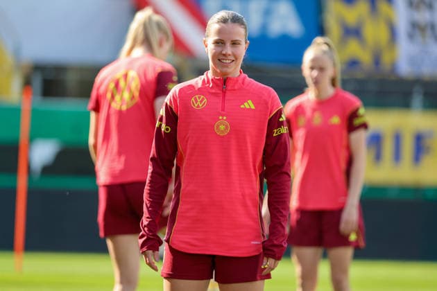 Ried im Innkreis, Austria 17 April 2026 Preparation for the womens World Cup qualifier Austria vs Germany Final training In the picture Sarah Mattner Trembleau Germany Copyright: HMBxMedia MadeleinexFantini