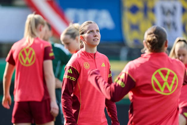 Ried im Innkreis, Austria 17 April 2026 Preparation for the womens World Cup qualifier Austria vs Germany Final training In the picture Sarah Mattner Trembleau Germany Copyright: HMBxMedia MadeleinexFantini