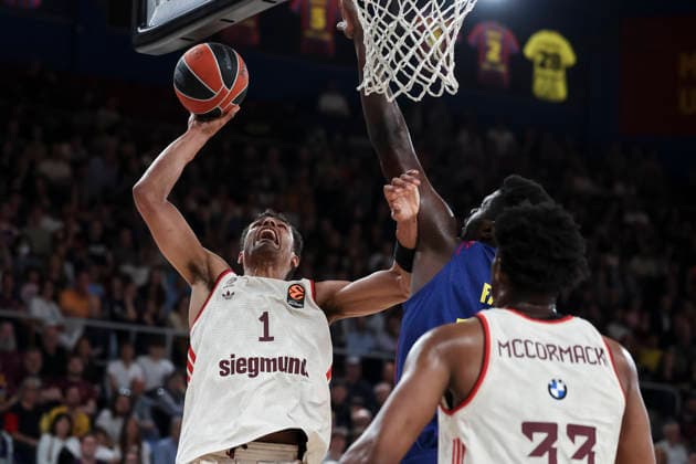 April 17, 2026, Barcelona, Barcelona, Spain: Oscar Da Silva of FC Bayern Munich in action during the EuroLeague Regular Season Round 38 match played between FC Barcelona, Barca and FC Bayern Munich at Palau Blaugrana on April 17, 2026 in Barcelona, Spain. Barcelona Spain - ZUMAa181 20260417_zaa_a181_276 Copyright: xJavierxBorregox