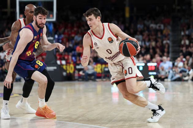 April 17, 2026, Barcelona, Barcelona, Spain: Neno Dimitrijevic of FC Bayern Munich in action during the EuroLeague Regular Season Round 38 match played between FC Barcelona, Barca and FC Bayern Munich at Palau Blaugrana on April 17, 2026 in Barcelona, Spain. Barcelona Spain - ZUMAa181 20260417_zaa_a181_262 Copyright: xJavierxBorregox