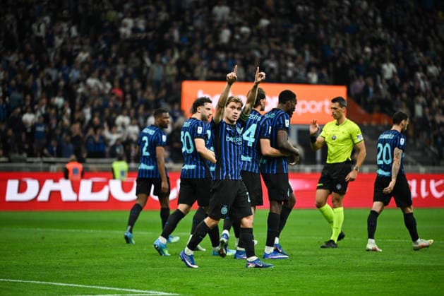 Nicolo Barella of Fc Inter celebrating after a goal during the Italian Serie A football match between Inter FC Internazionale and Cagliari Calcio on 17 of Avril 2026 at Giuseppe Meazza San Siro Siro stadium in Milan, Italy. Credit: Tiziano Ballabio  Copyright: xTizianoxBallabio IPAxSportx xipa-agency.netx xx IPA_74031051 IPA_Agency_IPA74031051