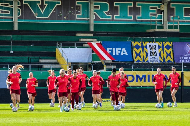 Ried im Innkreis, Austria 17 April 2026 Preparation for the womens World Cup qualifier Austria vs Germany Final training In the picture The players of the German womens national soccer team at the final training session in Ried im Innkreis Copyright: HMBxMedia MadeleinexFantini