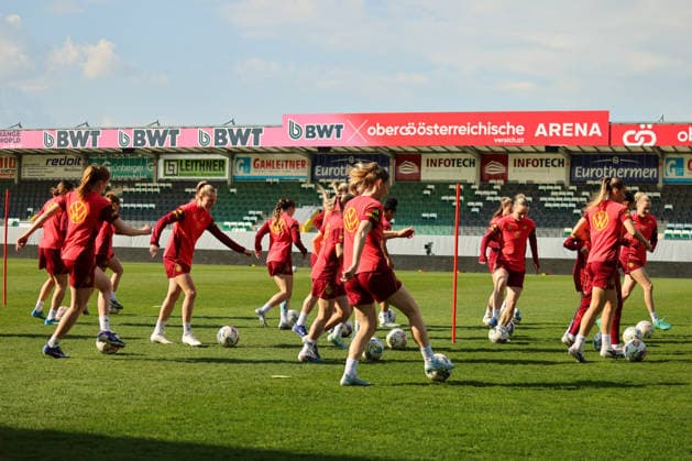 Ried im Innkreis, Austria 17 April 2026 Preparation for the womens World Cup qualifier Austria vs Germany Final training In the picture The players of the German national womens soccer team at the final training session in Ried im Innkreis Copyright: HMBxMedia MadeleinexFantini