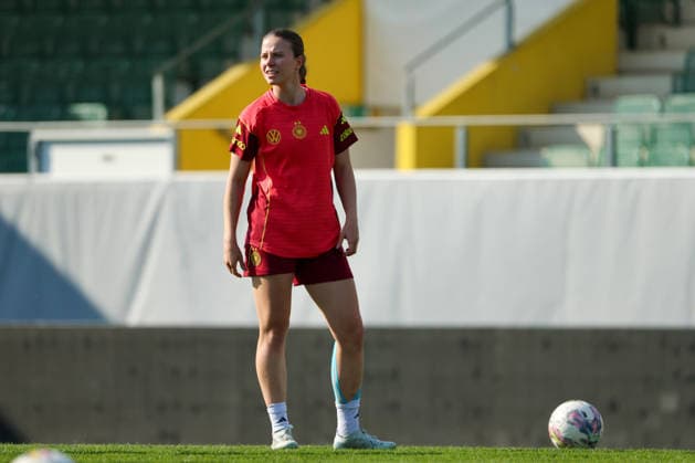 Ried im Innkreis, Austria 17 April 2026 Preparation for the womens World Cup qualifier Austria vs Germany Final training In the picture Sarah Mattner Trembleau Germany Copyright: HMBxMedia MadeleinexFantini
