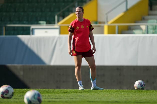 Ried im Innkreis, Austria 17 April 2026 Preparation for the womens World Cup qualifier Austria vs Germany Final training In the picture Sarah Mattner Trembleau Germany Copyright: HMBxMedia MadeleinexFantini