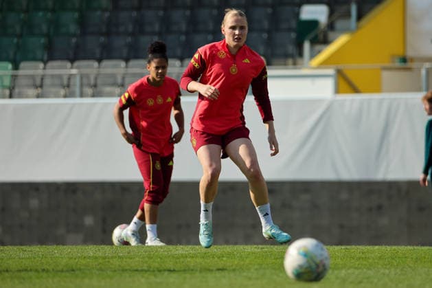 Ried im Innkreis, Austria 17 April 2026 Preparation for the womens World Cup qualifier Austria vs Germany Final training In the picture Jella Veit Germany Copyright: HMBxMedia MadeleinexFantini
