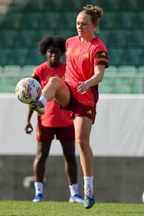 Ried im Innkreis, Austria 17 April 2026 Preparation for the womens World Cup qualifier Austria vs Germany Final training In the picture Lisanne Gräwe Graewe Germany Copyright: HMBxMedia MadeleinexFantini