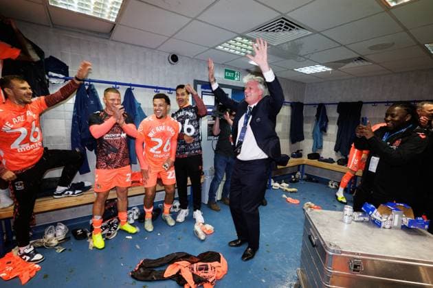Coventry City owner Doug King celebrates promotion with Coventry City. Blackburn Rovers v Coventry City, Sky Bet Championship, Football, Ewood Park, Blackburn, UK - 17 Apr 2026Blackburn Ewood Park United Kingdom EDITORIAL USE ONLY No use with unauthorised audio, video, data, fixture lists, club league logos or live services. Online in-match use limited to 120 images, no video emulation. No use in betting, games or single club league player publications. Copyright: xRyanxBrowne Shutterstockx 16832010dm