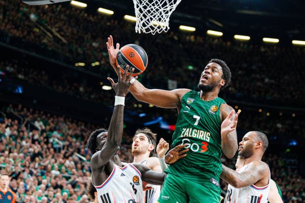 Zalgiris Kaunas and Paris Paris meet in Euroleague game in Kaunas Kaunas Kaunas Lithuania 2026 04 17, Kaunas  Copyright: xErikasxOvcarenkox