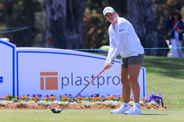 April 17, 2026, Tarzana, California, USA: Lauren Coughlin swings at the 8th tee during Round 2 of the 2026 JM Eagle Championship Los Angeles on Friday April 17, 2026 at the Caballero Country Club in Tarzana, California. ARIANA RUIZ PI Tarzana USA - ZUMAp124 20260417_zaa_p124_036 Copyright: xArianaxRuizx