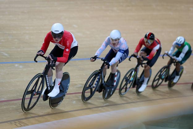 UCI Track World Cup: Hong Kong Picture by Alex Whitehead SWpix.com - 18 04 2026 - Cycling - UCI Track World Cup: Hong Kong - Hong Kong Velodrome, Tseung Kwan O, Hong Kong, China - Men™s Omnium Scratch Race 1 4 - Canada Copyright: x xSWpix.comx(t axPhotographyxHubxLtd)xAlexxWhitehead SWpix.comx SWP-3030-12750