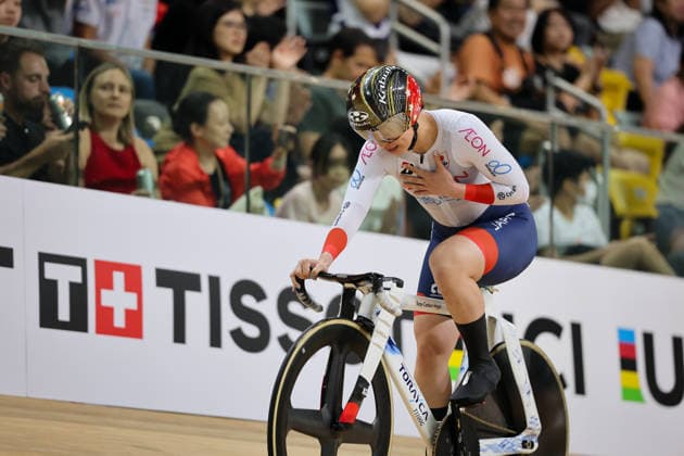 UCI Track World Cup: Hong Kong Picture by Alex Whitehead SWpix.com - 18 04 2026 - Cycling - UCI Track World Cup: Hong Kong - Hong Kong Velodrome, Tseung Kwan O, Hong Kong, China - Women™s Sprint Semifinals - Mina Sato of Japan Copyright: x xSWpix.comx(t axPhotographyxHubxLtd)xAlexxWhitehead SWpix.comx SWP-3030-12761