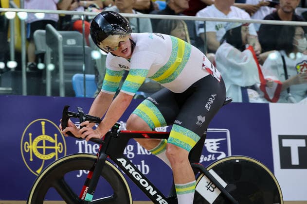 UCI Track World Cup: Hong Kong Picture by Alex Whitehead SWpix.com - 18 04 2026 - Cycling - UCI Track World Cup: Hong Kong - Hong Kong Velodrome, Tseung Kwan O, Hong Kong, China - Men™s Omnium Tempo Race - Australian Rider Copyright: x xSWpix.comx(t axPhotographyxHubxLtd)xAlexxWhitehead SWpix.comx SWP-3030-12763