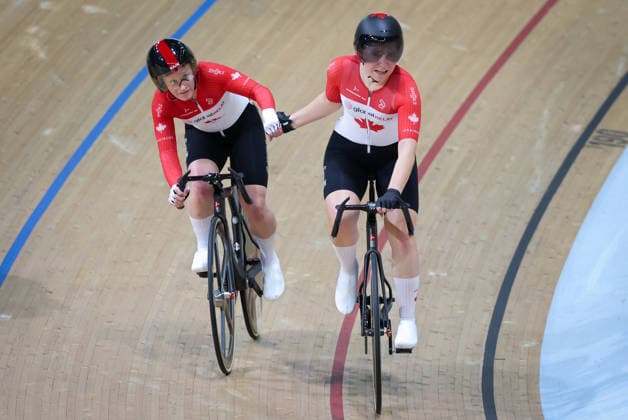 UCI Track World Cup: Hong Kong Picture by Alex Whitehead SWpix.com - 18 04 2026 - Cycling - UCI Track World Cup: Hong Kong - Hong Kong Velodrome, Tseung Kwan O, Hong Kong, China - Women™s Madison - Fiona Majendie, Lily Plante of Canada Copyright: x xSWpix.comx(t axPhotographyxHubxLtd)xAlexxWhitehead SWpix.comx SWP-3030-12764