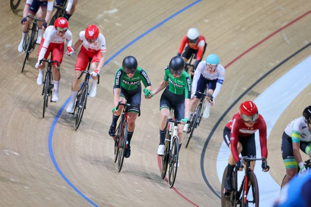 UCI Track World Cup: Hong Kong Picture by Alex Whitehead SWpix.com - 18 04 2026 - Cycling - UCI Track World Cup: Hong Kong - Hong Kong Velodrome, Tseung Kwan O, Hong Kong, China - Women™s Madison - Erin Grace Creighton, Emma Jeffers of Ireland Copyright: x xSWpix.comx(t axPhotographyxHubxLtd)xAlexxWhitehead SWpix.comx SWP-3030-12765