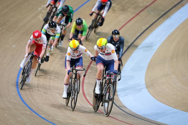 UCI Track World Cup: Hong Kong Picture by Alex Whitehead SWpix.com - 18 04 2026 - Cycling - UCI Track World Cup: Hong Kong - Hong Kong Velodrome, Tseung Kwan O, Hong Kong, China - Women™s Madison - Erin Boothman, Madelaine Leech of Great Britain Copyright: x xSWpix.comx(t axPhotographyxHubxLtd)xAlexxWhitehead SWpix.comx SWP-3030-12766