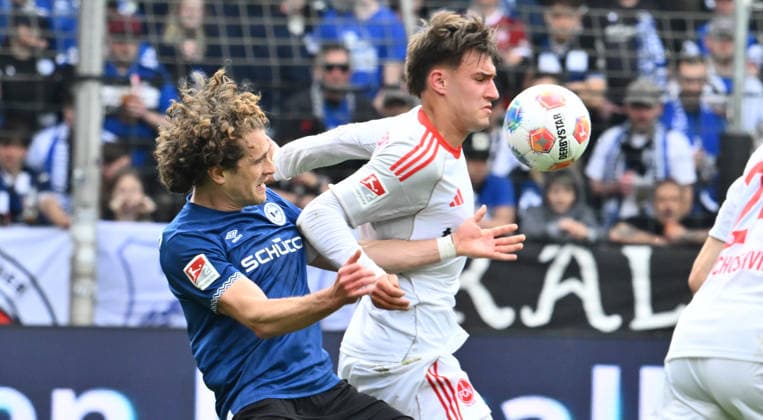 18 04 2026 Soccer Season 2025 2026 2 Soccer Bundesliga 30 Matchday DSC Arminia Bielefeld 1 FC Nuremberg FCN Club Sportfoto Zink xwoxzix DFL regulations prohibit any use of photographs as image sequences and or quasi video only for editorial use Mael Corboz 6, Arminia Bielefeld Javier Fernandez 20, 1 FC Nuremberg FCN