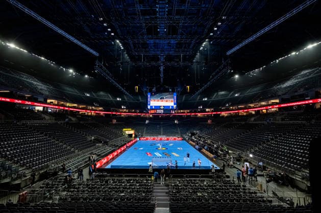 Cologne, 18 04 2026, Handball, Men, Lidl Final4, DHB Pokal, Semi-final, TBV Lemgo Lippe Füchse Berlin Lanxess Arena before the Final4 with new hall floor Cologne Lanxess Arena NRW Germany
