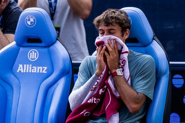 MUNICH, GERMANY - APRIL 18: Flavio Cobolli (ITA) in tears after the BMW Open by Bitpanda Singles match between Alexander Zverev (GER) vs Flavio Cobolli (ITA) at MTTC Iphitos on April 18, 2026 in Munich, Germany. Bavaria Germany Copyright: xSteffiexWunderlx
