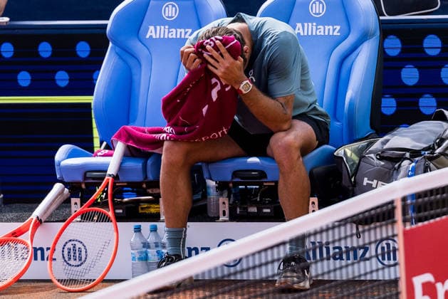 MUNICH, GERMANY - APRIL 18: Flavio Cobolli (ITA) crying after the BMW Open by Bitpanda Singles match between Alexander Zverev (GER) vs Flavio Cobolli (ITA) at MTTC Iphitos on April 18, 2026 in Munich, Germany. Bavaria Germany Copyright: xSteffiexWunderlx