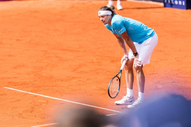 MUNICH, GERMANY - APRIL 18: Alexander Zverev (GER) frustrated during the BMW Open by Bitpanda Singles match between Alexander Zverev (GER) vs Flavio Cobolli (ITA) at MTTC Iphitos on April 18, 2026 in Munich, Germany. Bavaria Germany Copyright: xSteffiexWunderlx