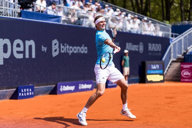 MUNICH, GERMANY - APRIL 18: Alexander Zverev (GER) during the BMW Open by Bitpanda Singles match between Alexander Zverev (GER) vs Flavio Cobolli (ITA) at MTTC Iphitos on April 18, 2026 in Munich, Germany. Bavaria Germany Copyright: xSteffiexWunderlx