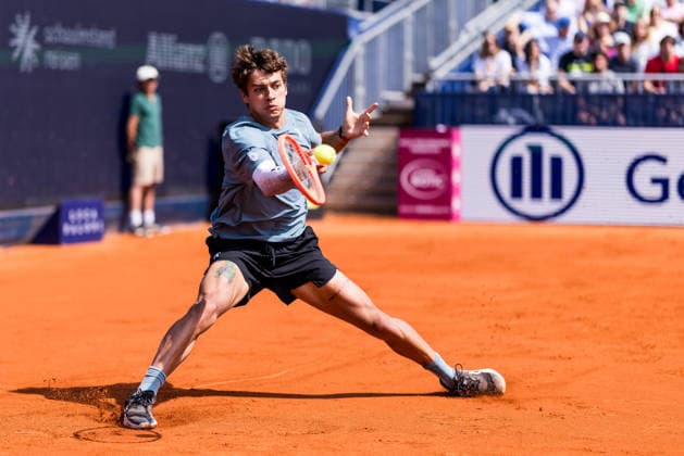 MUNICH, GERMANY - APRIL 18: Flavio Cobolli (ITA) during the BMW Open by Bitpanda Singles match between Alexander Zverev (GER) vs Flavio Cobolli (ITA) at MTTC Iphitos on April 18, 2026 in Munich, Germany. Bavaria Germany Copyright: xSteffiexWunderlx