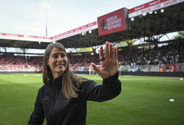 First female head coach of Bundesliga: Marie-Louise Eta of Union Berlin BERLIN, GERMANY - APRIL 18: Marie-Louise Eta, is the first female head coach of Union Berlin in the Bundesliga history, is seen at the An der Alten Forsterei Stadium in Berlin, Germany on April 18, 2026. Halil Sagirkaya Anadolu Berlin Germany. Editorial use only. Please get in touch for any other usage.  Copyright: x2026xAnadoluxHalilxSagirkayax