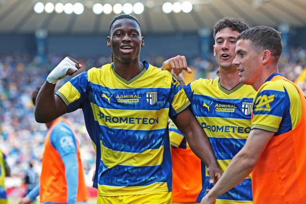 Parma™s Hernani celebrates after scoring the 0-1 goal for his team during the Serie A soccer match between Udinese and Parma at the Bluenergy Stadium in Udine, north east Italy - Saturday, April 18,2026 - soccer  Copyright: xAndreaxBressanutti LaPressex