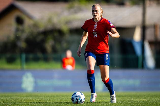 260418 Mathilde Harviken of Norway during the FIFA Women s World Cup Qualifier football match between Slovenia and Norway on April 18, 2026 in Ptuj Photo Marius Simensen BILDBYRAN COP 238 MM0066 bbeng dam fifa world cup qualifiers football fotball fotball landskamp norge norway slovenia slovenien soccer vm kvalik vm kvalifisering kvinner  Copyright: MARIUSxSIMENSEN BB260418BB776