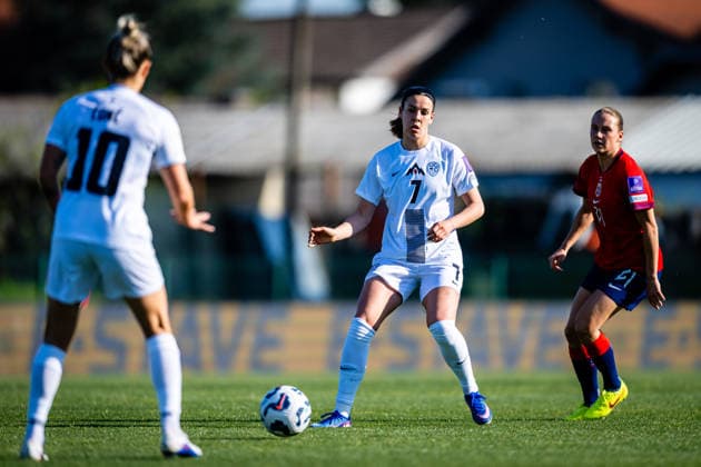 260418 Nina Kajzba of Slovenia during the FIFA Women s World Cup Qualifier football match between Slovenia and Norway on April 18, 2026 in Ptuj Photo Marius Simensen BILDBYRAN COP 238 MM0066 bbeng dam fifa world cup qualifiers football fotball fotball landskamp norge norway slovenia slovenien soccer vm kvalik vm kvalifisering kvinner  Copyright: MARIUSxSIMENSEN BB260418BB780