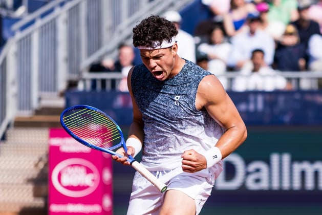 MUNICH, GERMANY - APRIL 18: Ben Shelton (USA) cheers during the BMW Open by Bitpanda Singles match between Alex Molcan (SVK) vs Ben Shelton (USA) at MTTC Iphitos on April 18, 2026 in Munich, Germany. Bavaria Germany Copyright: xSteffiexWunderlx
