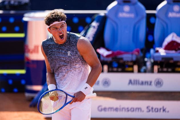 MUNICH, GERMANY - APRIL 18: Ben Shelton (USA) cheers after winning the BMW Open by Bitpanda Singles match between Alex Molcan (SVK) vs Ben Shelton (USA) at MTTC Iphitos on April 18, 2026 in Munich, Germany. Bavaria Germany Copyright: xSteffiexWunderlx