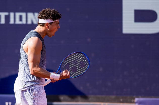 MUNICH, GERMANY - APRIL 18: Ben Shelton (USA) cheers during the BMW Open by Bitpanda Singles match between Alex Molcan (SVK) vs Ben Shelton (USA) at MTTC Iphitos on April 18, 2026 in Munich, Germany. Bavaria Germany Copyright: xSteffiexWunderlx